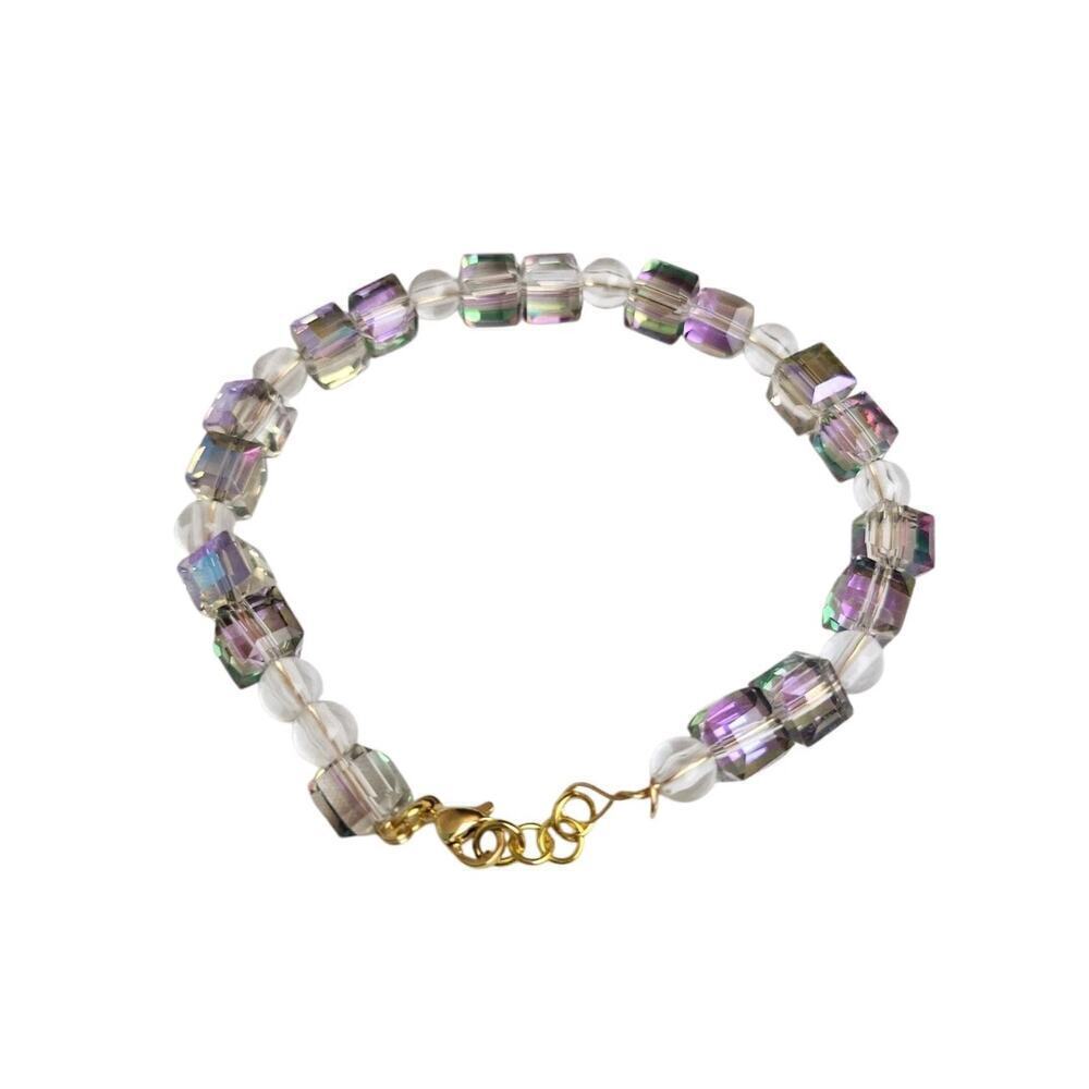 14k Gold Plated Purple Vibrant Clear Acrylic Bracelet Jewelry Gift Trendy - Picture 2 of 4